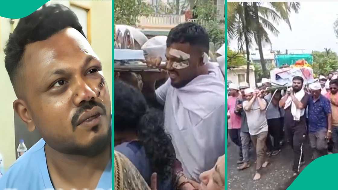 An Indian man, Vishwash Kumar Ramesh, who survived Air India's London-bound plane crash, attends burial of his brother, Ajay, who died in the accident. An Indian man, Vishwash Kumar Ramesh, who survived Air India's London-bound plane crash, attends burial of his brother, Ajay, who died in the accident.