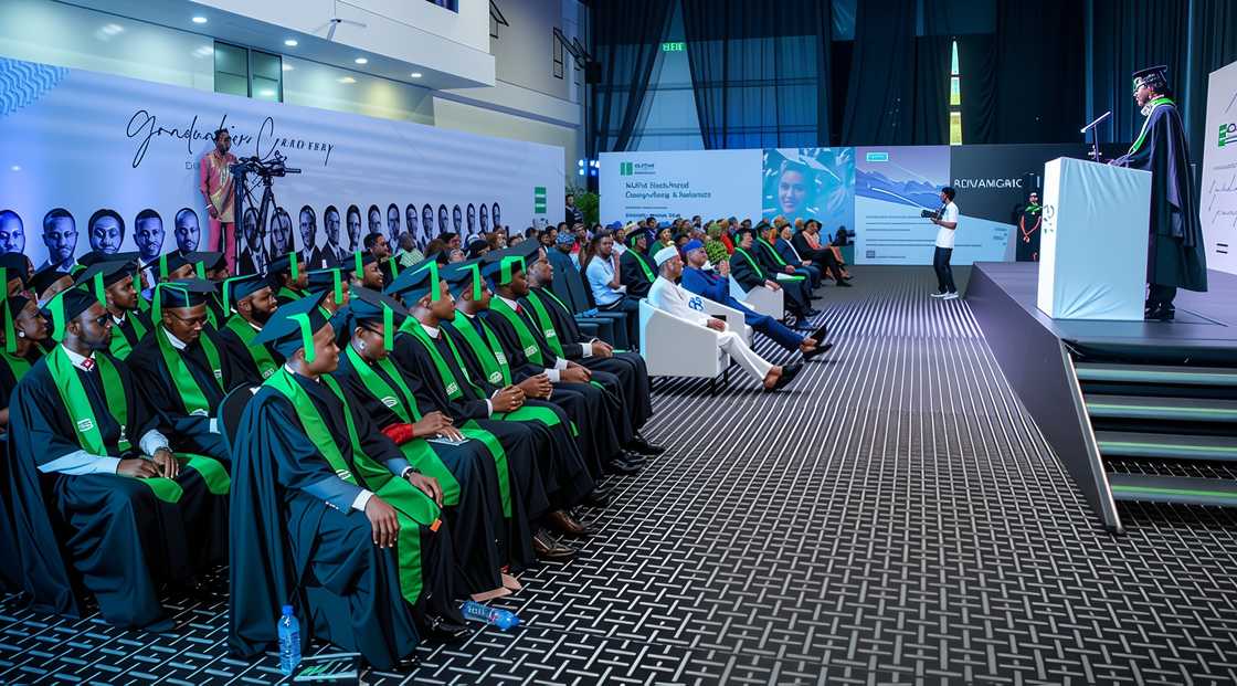 Guests and graduands at a Nigerian University of Technology and Management graduation ceremony Guests and graduands at a Nigerian University of Technology and Management graduation ceremony