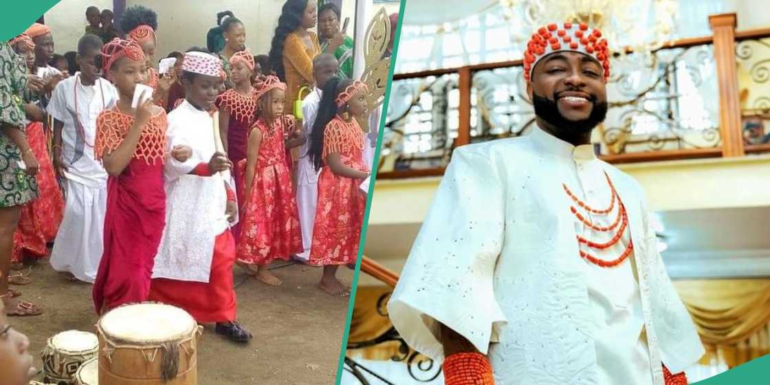 Pupils and Davido on cultural outfits Pupils and Davido on cultural outfits