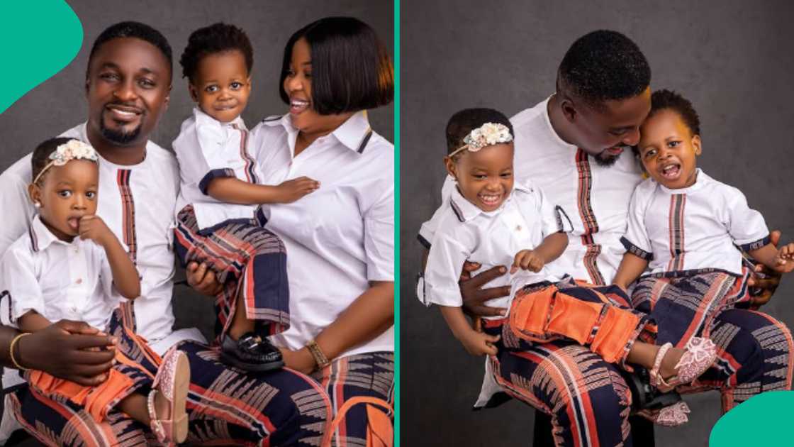 Adeniyi Johnson and his twins' birthday celebration. Adeniyi Johnson and his twins' birthday celebration.