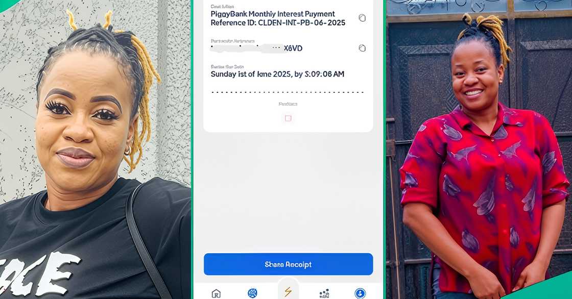 A lady shares her excitement over the interest she earned through the PiggyVest app in June A lady shares her excitement over the interest she earned through the PiggyVest app in June