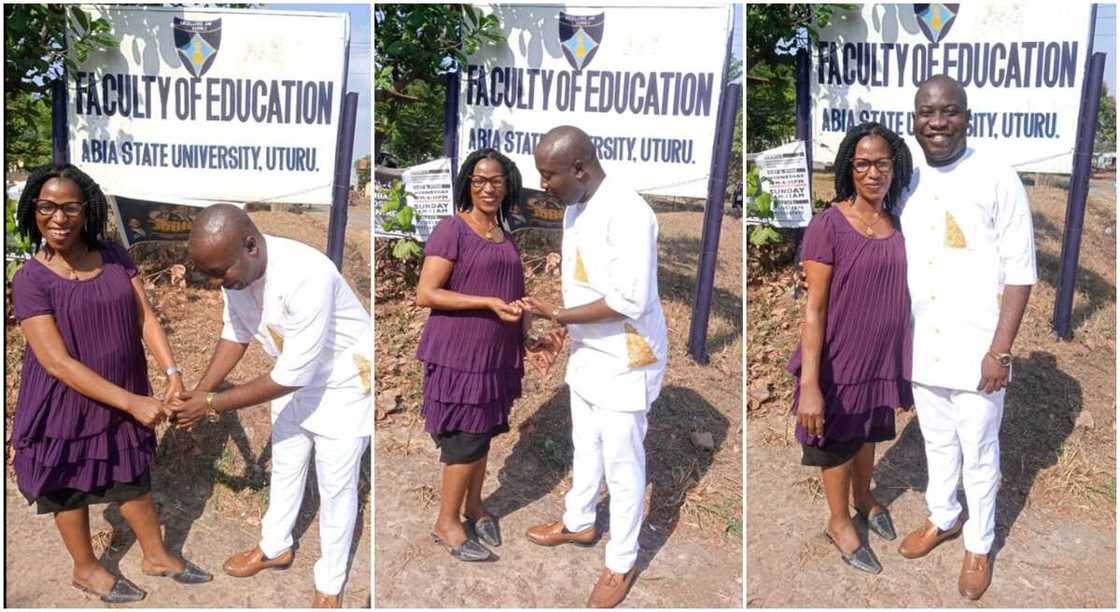 Photos of Anucha Wisdom and his nursery school teacher.