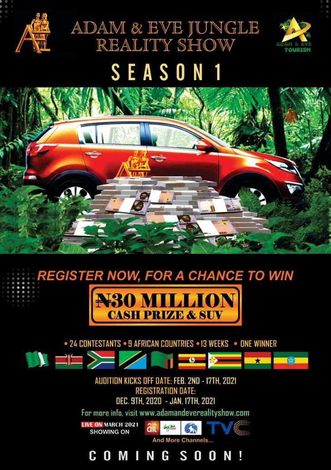 N30m and a New SUV Up for Grabs as New Reality TV Show “Adam and Eve” Launches