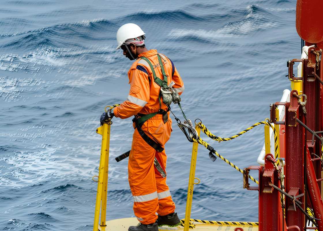 A petroleum engineer on a ship at sea