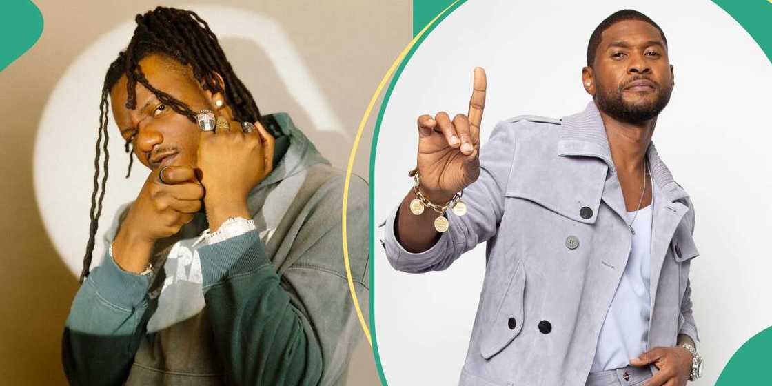 Nigerian singer Pheelz and US pop star Usher Nigerian singer Pheelz and US pop star Usher