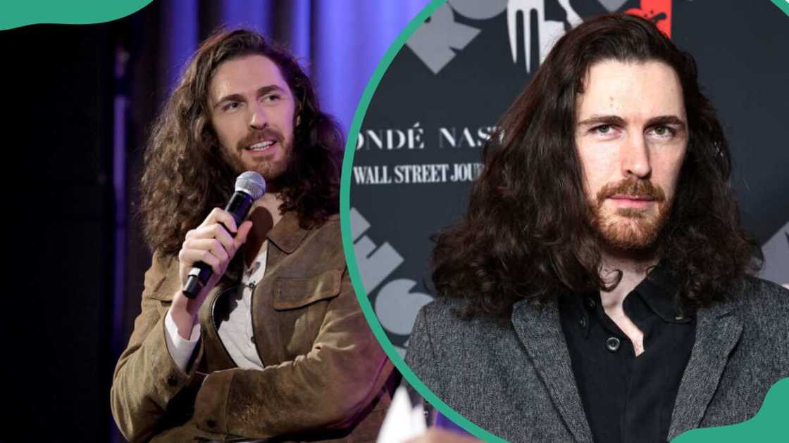 Hozier at GRAMMY Museum L.A. Live in Los Angeles, California (L). Hozier at the Eighth Annual LOVE ROCKS NYC Benefit Concert For God's Love We Deliver (R). Hozier at GRAMMY Museum L.A. Live in Los Angeles, California (L). Hozier at the Eighth Annual LOVE ROCKS NYC Benefit Concert For God's Love We Deliver (R).