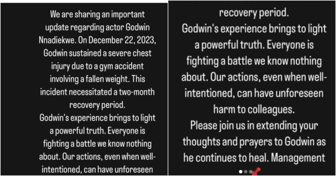 Godwin Nnadiekwe shares update on his health Godwin Nnadiekwe shares update on his health