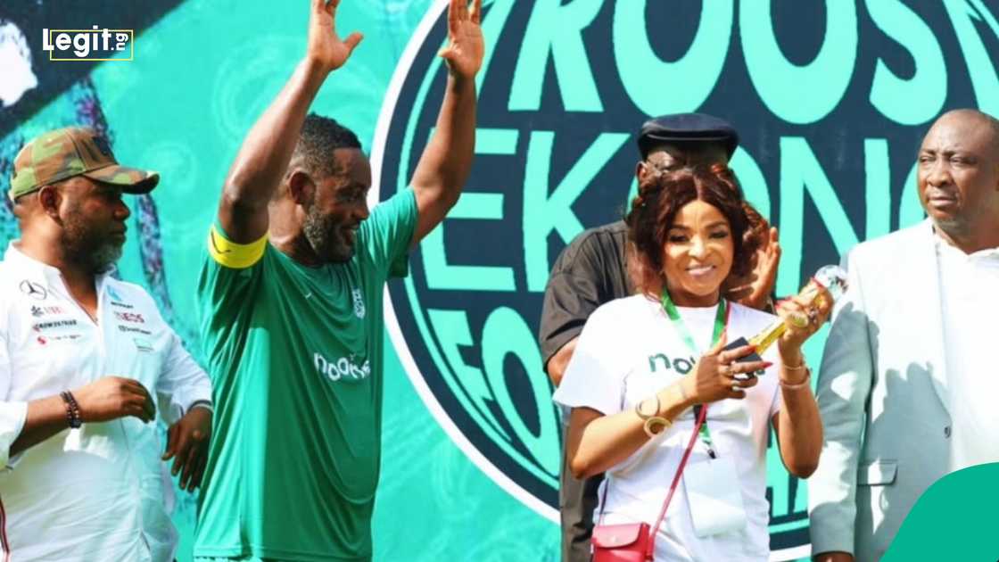 Ayodeji Makun, AY Comedian, #PlayForPurpose, Super Eagles, William Troost-Ekong. Ayodeji Makun, AY Comedian, #PlayForPurpose, Super Eagles, William Troost-Ekong.