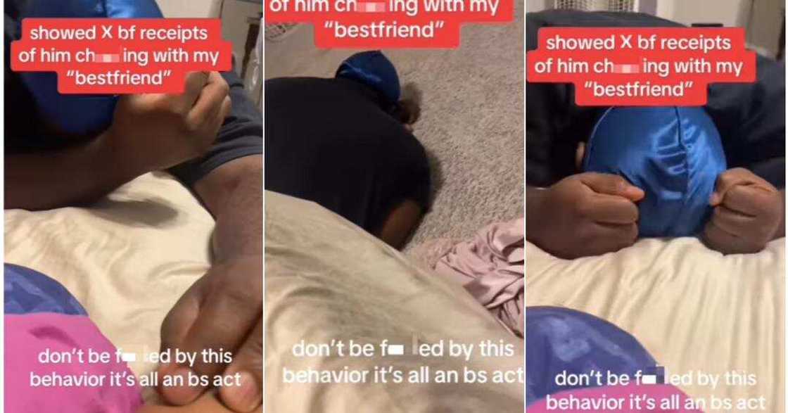 Man reacts dramatically after girlfriend confronted him for cheating Man reacts dramatically after girlfriend confronted him for cheating