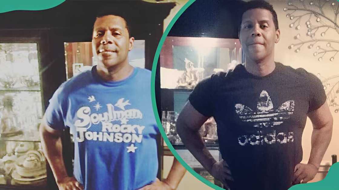 Curtis Bowles posing with his hands on his waist (L). Curtis Bowles posing wearing a black shirt with both his hands on his waist (R) Curtis Bowles posing with his hands on his waist (L). Curtis Bowles posing wearing a black shirt with both his hands on his waist (R)