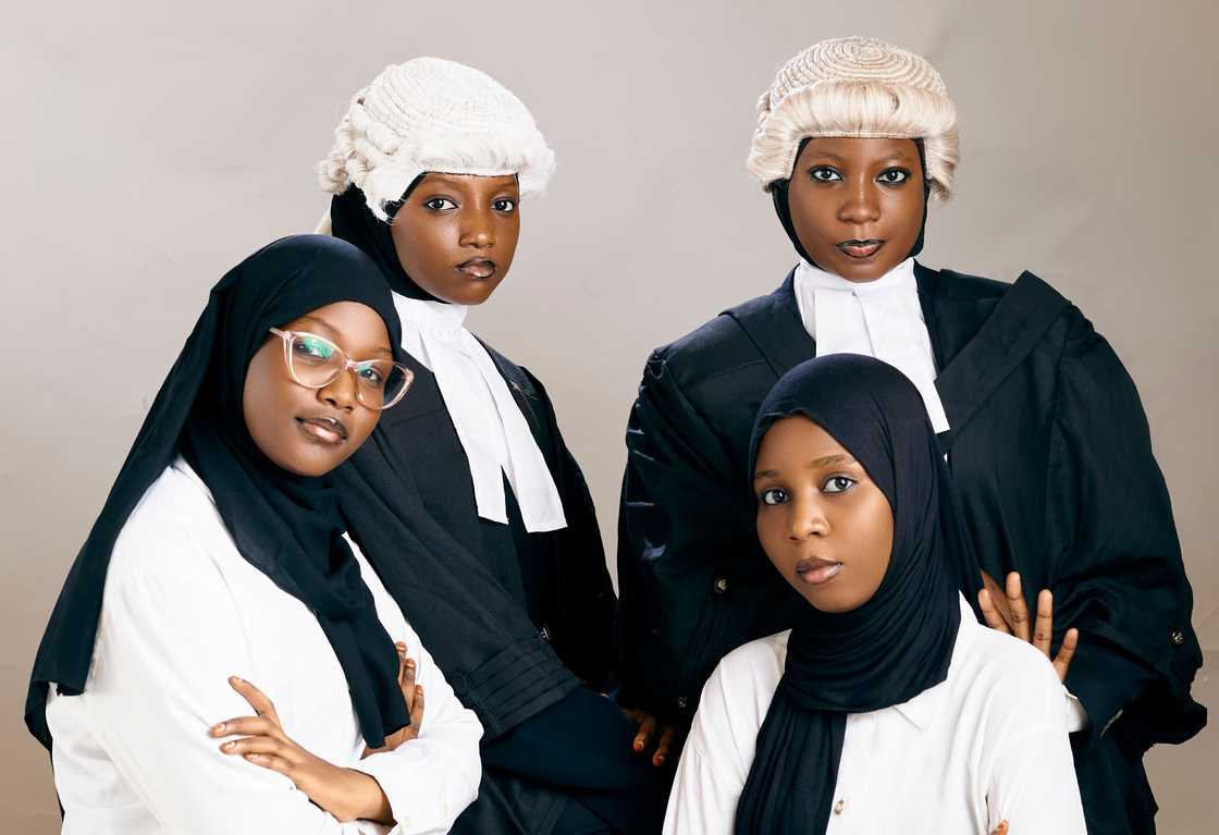 Young women dressed in legal attire in Kano, Nigeria Young women dressed in legal attire in Kano, Nigeria