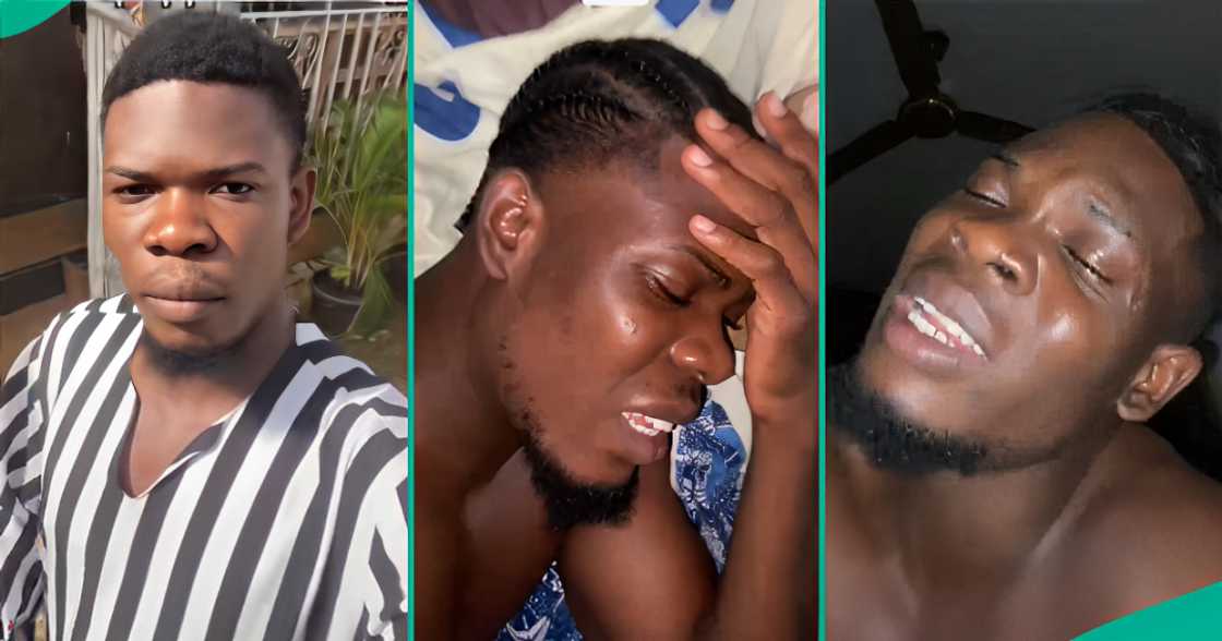A Nigerian man cries out at 3 am as he struggles to sleep after plaiting his hair for the first time. A Nigerian man cries out at 3 am as he struggles to sleep after plaiting his hair for the first time.