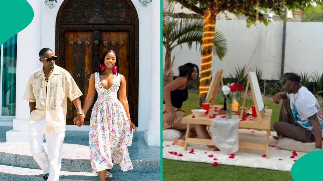 Priscialla Ojo and lover engage in sip and paint. Priscialla Ojo and lover engage in sip and paint.