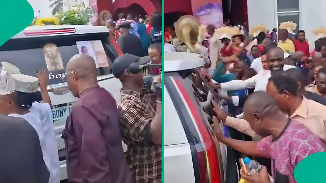 Christians burst into prayers as Uma Ukpai's hearse arrives. Christians burst into prayers as Uma Ukpai's hearse arrives.