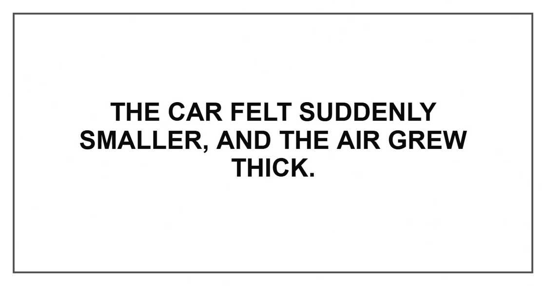 The car felt suddenly smaller, and the air grew thick.
