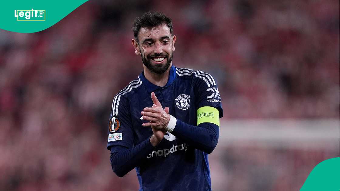 Bruno Fernandes, Manchester United, UEFA Europa League, Athletic Bilbao. Bruno Fernandes, Manchester United, UEFA Europa League, Athletic Bilbao.