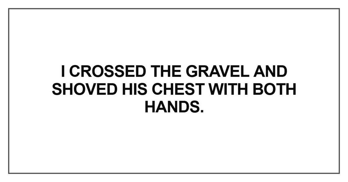 I crossed the gravel and shoved I crossed the gravel and shoved