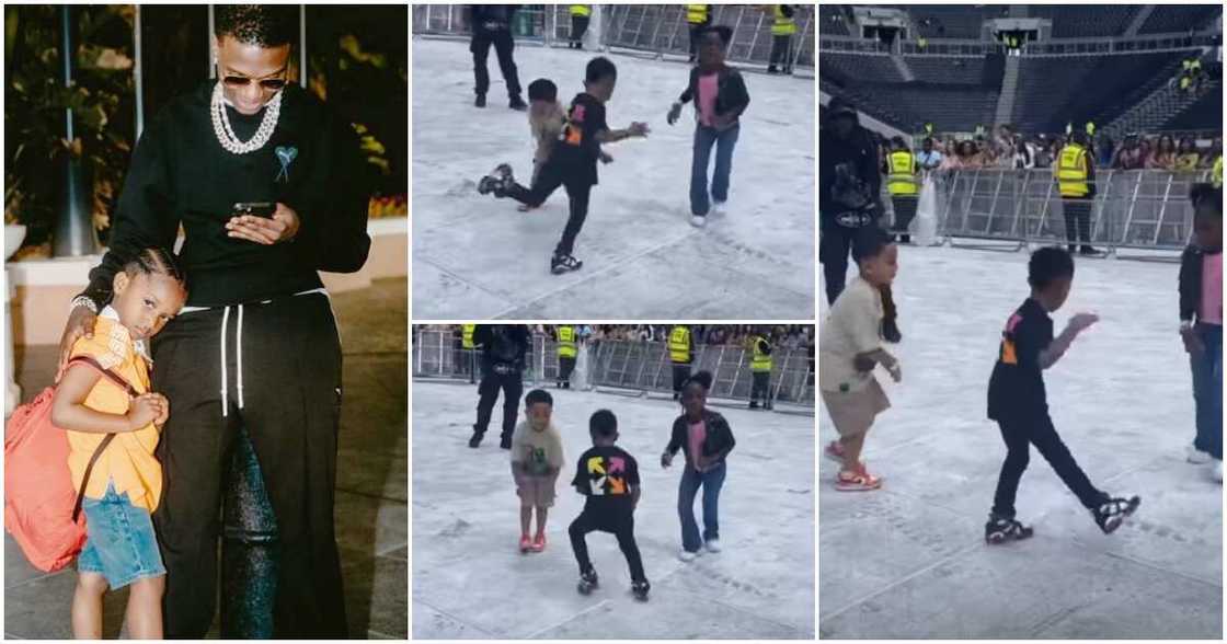 Funny video of Wizkid's son Zion dancing at Tottenham Stadium.