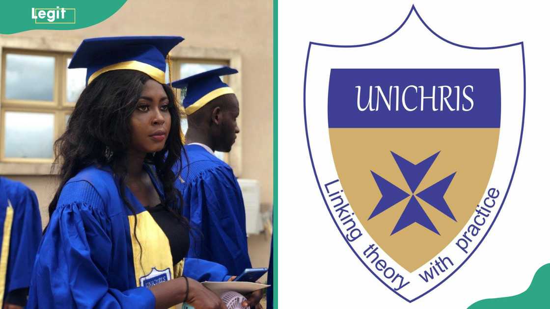 Christopher University graduates (l). Christopher University logo (R) Christopher University graduates (l). Christopher University logo (R)