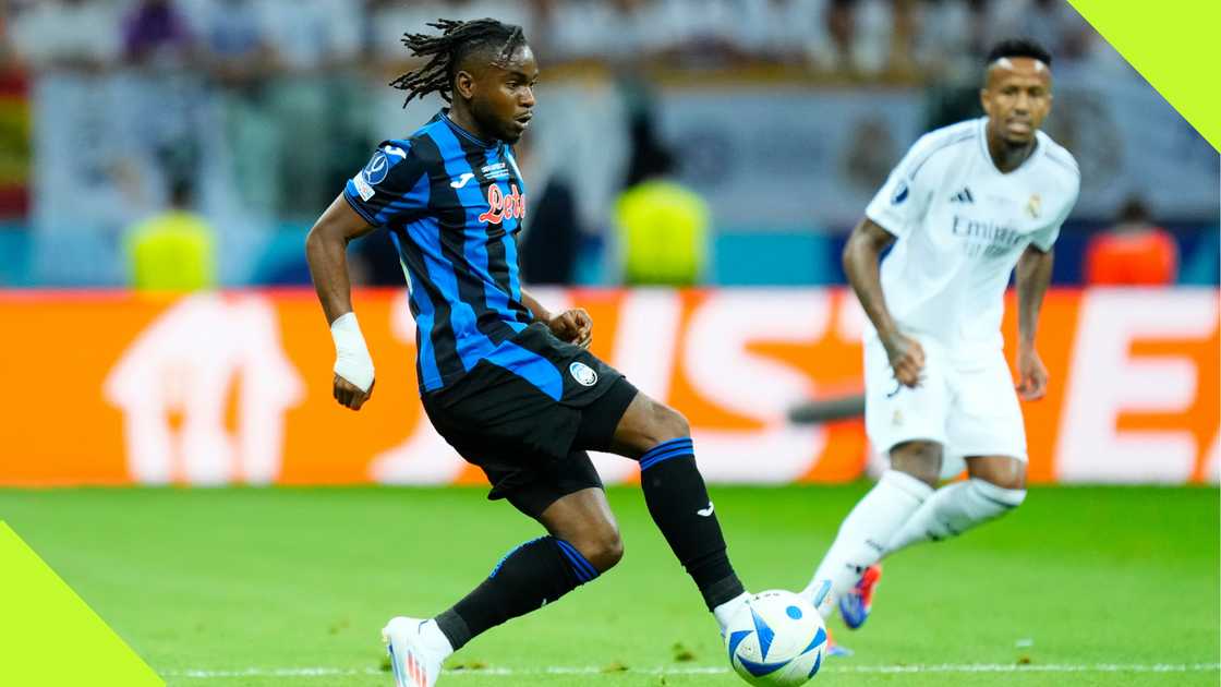 Ademola Lookman playing against Real Madrid in the UEFA Super Cup. Ademola Lookman playing against Real Madrid in the UEFA Super Cup.