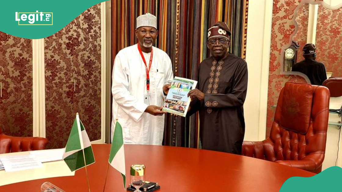 President Bola Tinubu received report of the presidential committee on the implementation of livestock reform from former INEC Chairman, Atttahiru Jega.