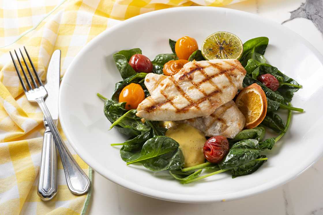 Grilled Salmon with Sautéed Spinach