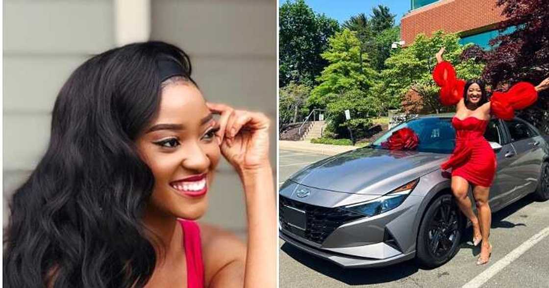 Pretty lady, brand new hyundai Elantra, birthday gift Pretty lady, brand new hyundai Elantra, birthday gift