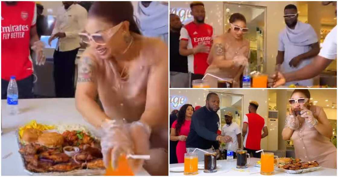 Tonto Dikeh's bottle flip challenge. Tonto Dikeh's bottle flip challenge.
