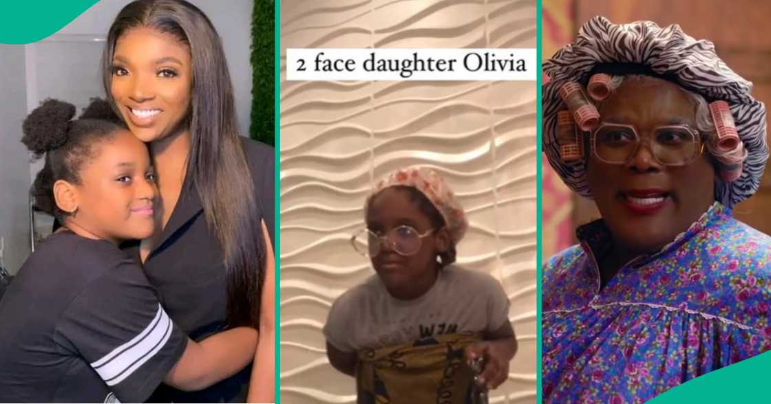 Olivia Idibia channels Hollywood star Madea in a viral throwback video shared by Annie Idibia's fans. Olivia Idibia channels Hollywood star Madea in a viral throwback video shared by Annie Idibia's fans.