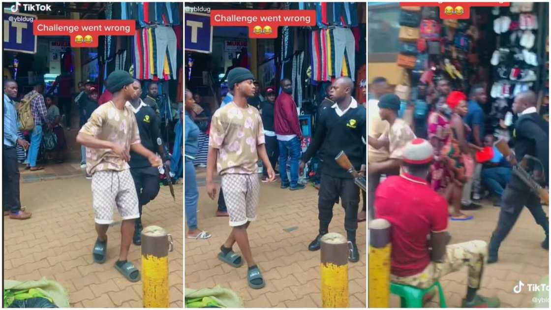 Creating content in public place/security man chased young man. Creating content in public place/security man chased young man.