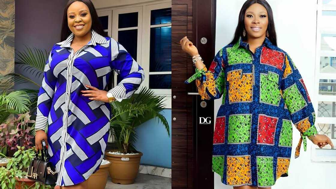 Ankara shirt dresses with collars