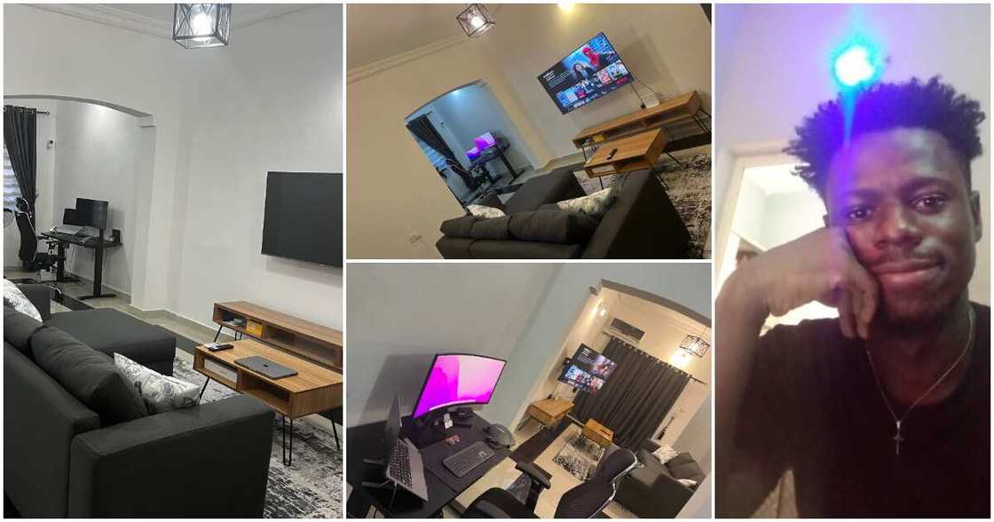 David Herbert, a year in tech, fresh graduate flaunts his apartment