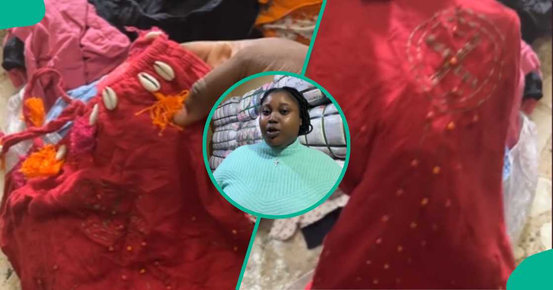 okrika seller sees starhage red cloth in bale okrika seller sees starhage red cloth in bale