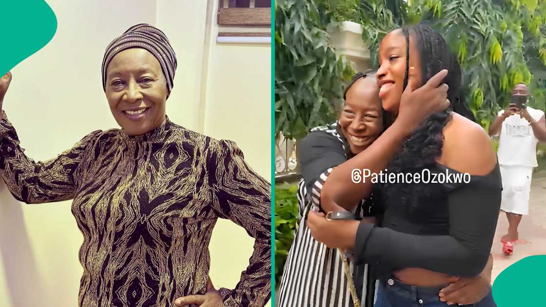 Patience Ozokwo looks excited to see her grandchild