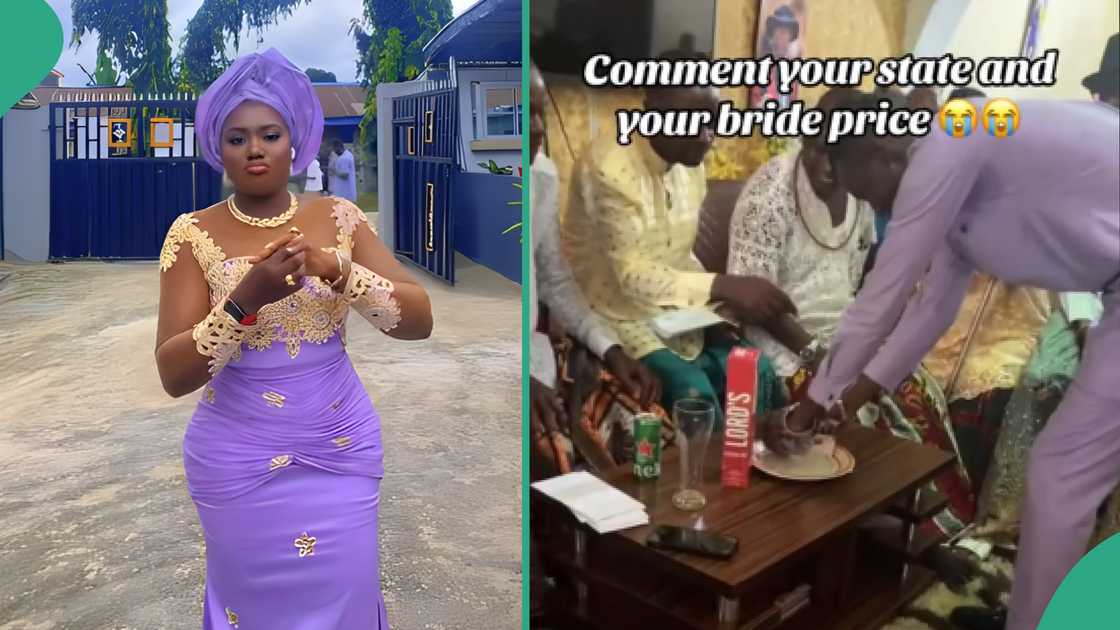 Lady displays small amount give to her family as her bride price