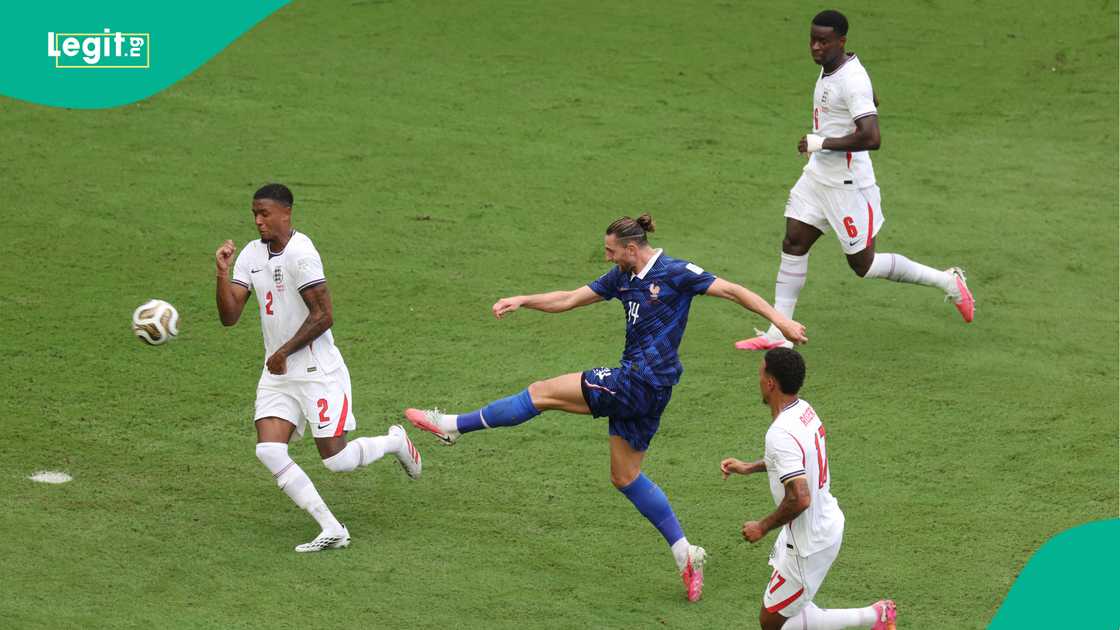 Adrien Rabiot of France shoots against England during the FIFA World Cup 2026 Bronze match. Photo by Jamie Squire Adrien Rabiot of France shoots against England during the FIFA World Cup 2026 Bronze match. Photo by Jamie Squire