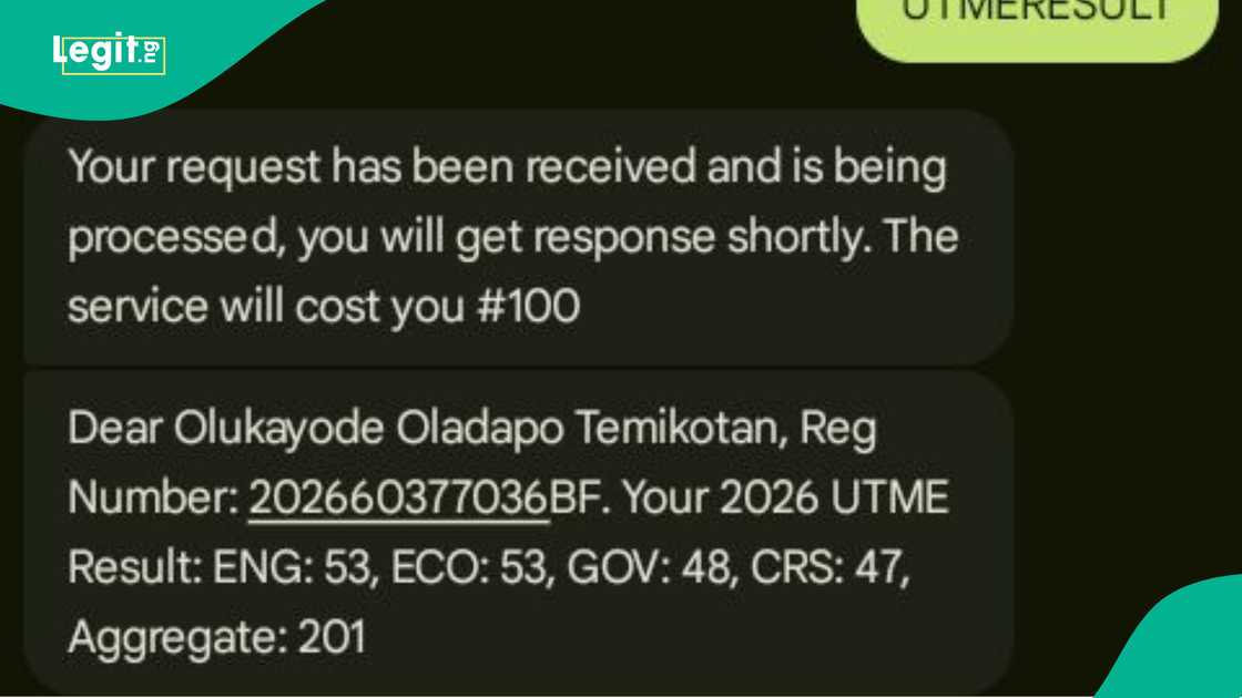 A man who wants to study political science has displayed his 2026 UTME result, noting that it was the same score he got last year