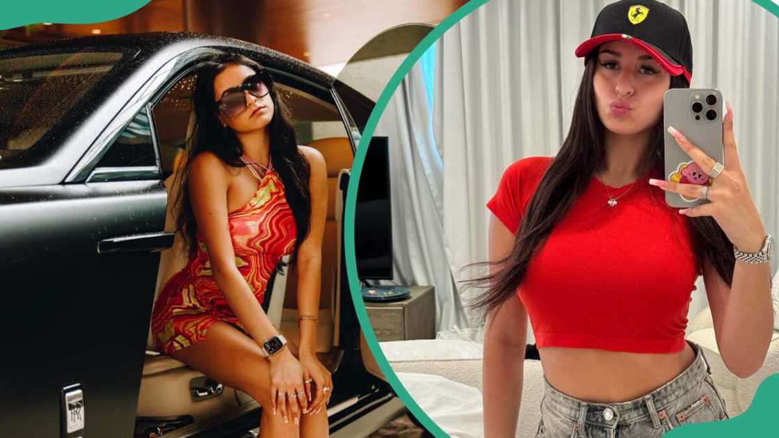 Sam Frank sitting in a luxury car (L). The social media personality taking a selfie (R) Sam Frank sitting in a luxury car (L). The social media personality taking a selfie (R)