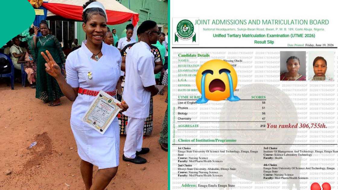 Student nurse in pain after she finally saw her JAMB 2026 score, displays her full UTME result online Student nurse in pain after she finally saw her JAMB 2026 score, displays her full UTME result online