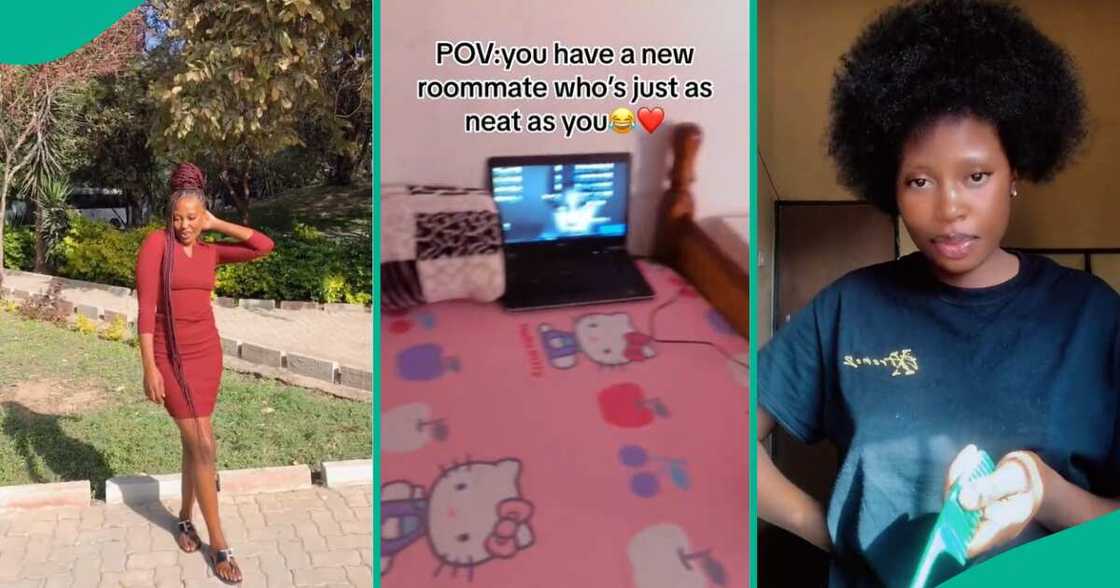 Nigerian lady shows her roommate's neat section Nigerian lady shows her roommate's neat section