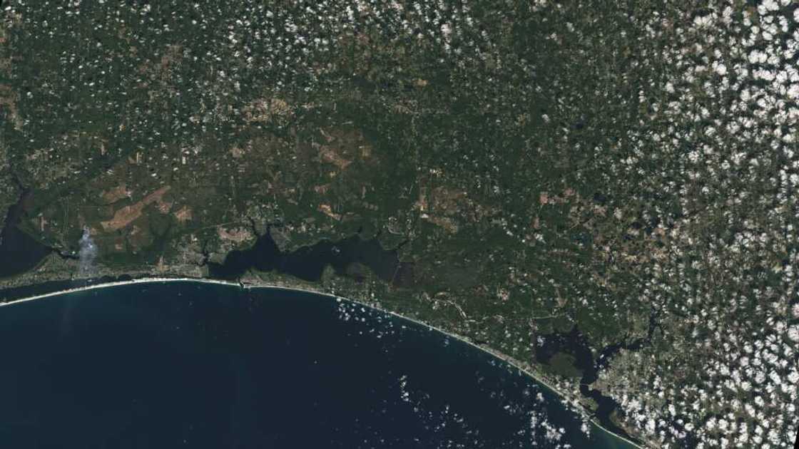 The white sands of Pensacola Beach in the Florida Panhandle are seen in October 2021