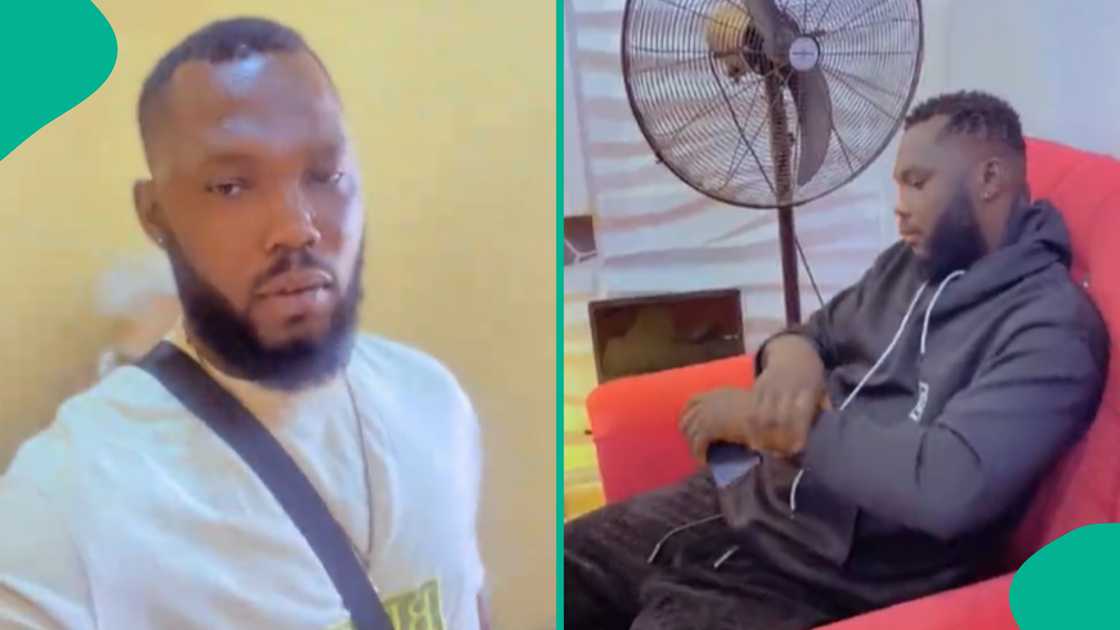 Nigerian man shows off his business. Nigerian man shows off his business.