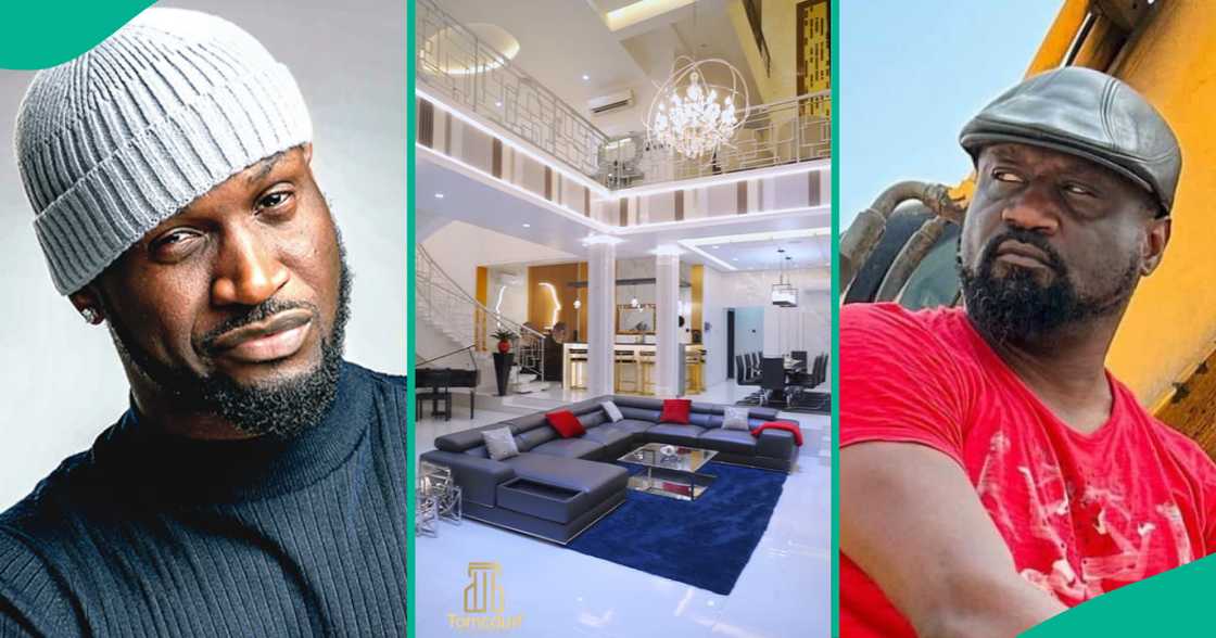 Nigerian singer Peter Okoye flaunts his mansion's makeover. Nigerian singer Peter Okoye flaunts his mansion's makeover.