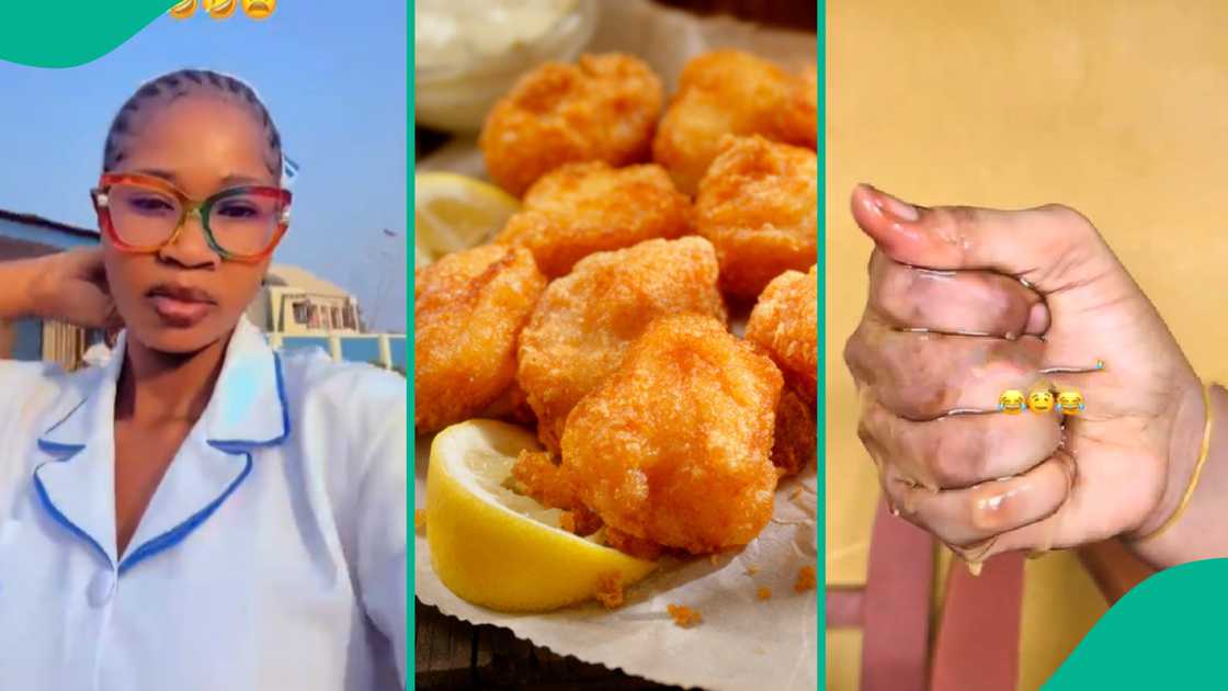 The lady found too much oil in the snack. The lady found too much oil in the snack.