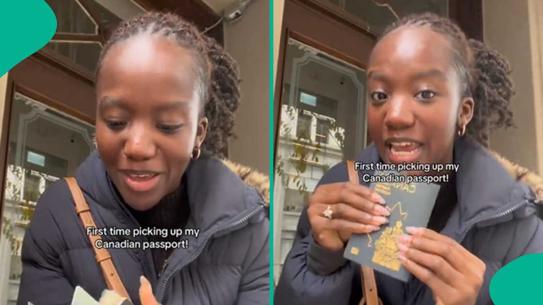 Lady shows off her passport after becoming a Canadian citizen. Lady shows off her passport after becoming a Canadian citizen.
