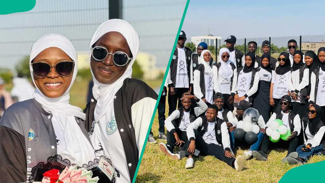 Plant Science and Biotechnology students wearing black and white outfits Plant Science and Biotechnology students wearing black and white outfits