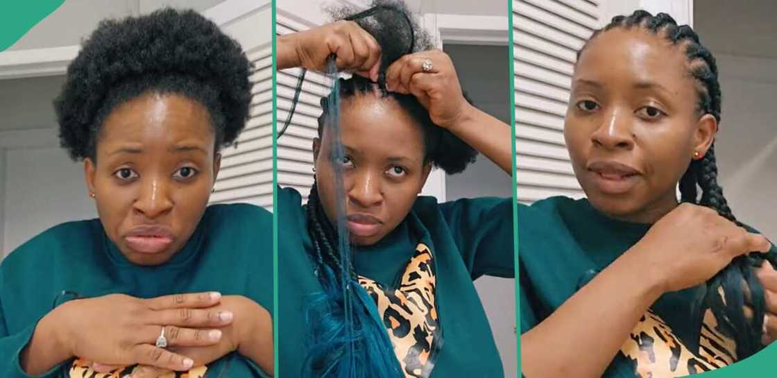 Lady who could braid her hair by herself. Lady who could braid her hair by herself.