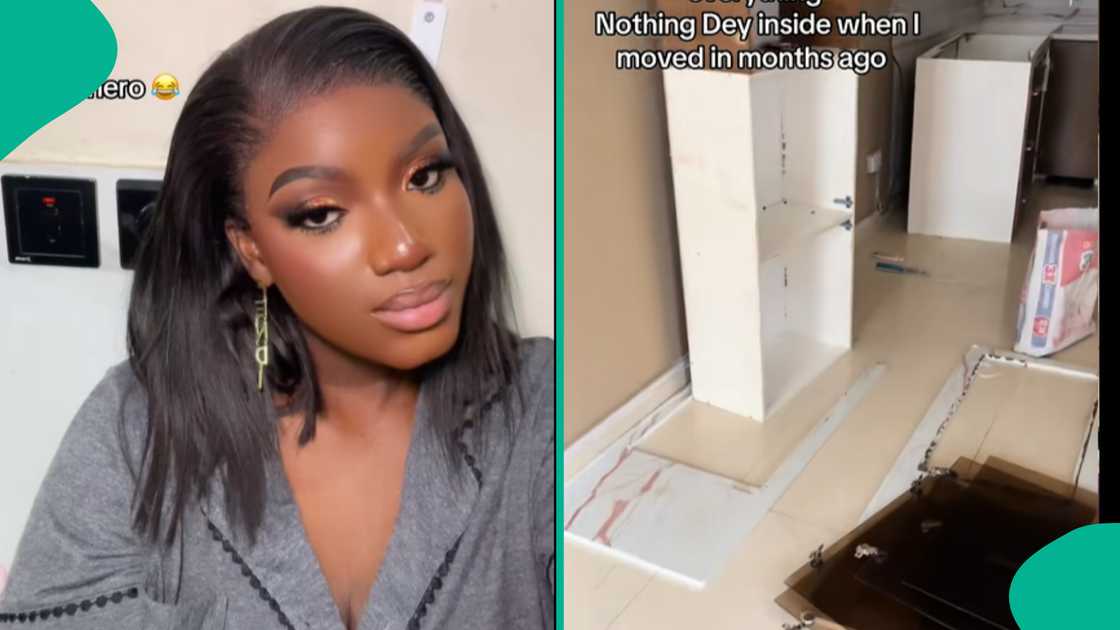 Lady removes cabinets, wardrobe and other things she did to beautify her rented apartment before moving out. Lady removes cabinets, wardrobe and other things she did to beautify her rented apartment before moving out.