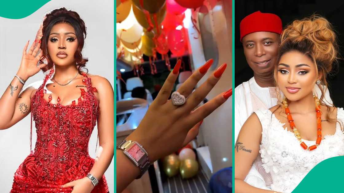 Ned Nwoko surprises Regina Daniels with diamond ring on her birthday.