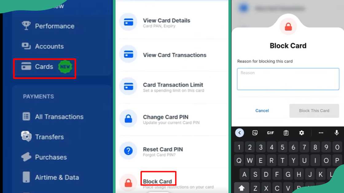Blocking a Moniepoint card online